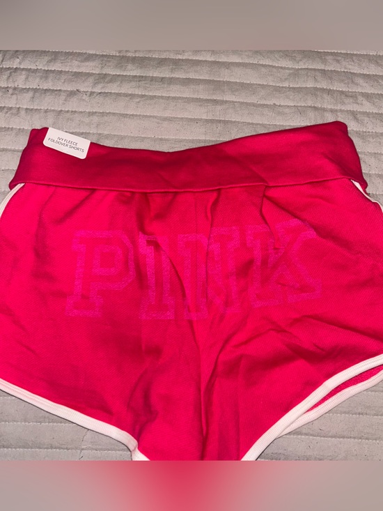 PINK Victoria's Secret Pants - PINK Victoria's Secret Hot Pink Logo Fleece Foldover Shorts